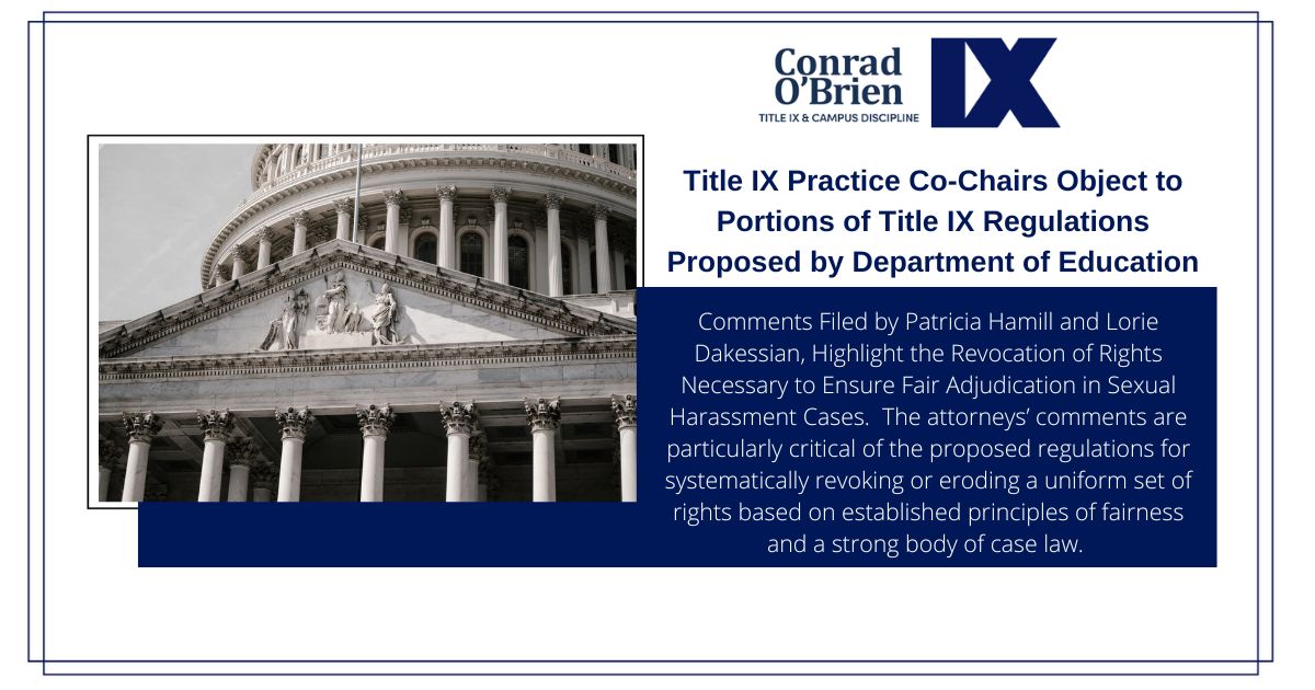 Title IX Practice CoChairs Object to Portions of Title IX Regulations
